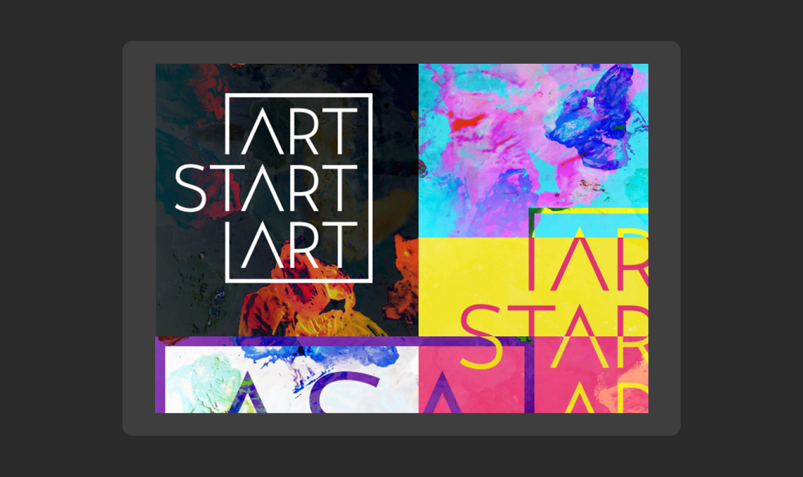 Identity of ArtStartArt splashed with bright colors